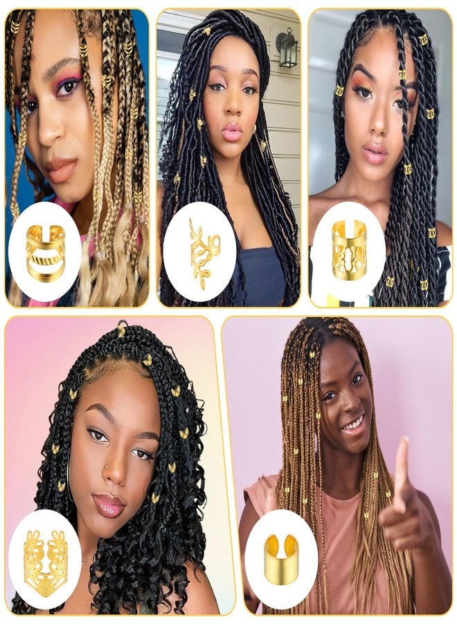 Tyqour 50pcs Gold Hair Jewelry for Braids Accessories Loc Jewelry for Hair Dreadlocks Adjustable Hair Rings Hair Cuff Hair Charms Braid Jewelry Hair Beads Decorations for Men Women - Image 2